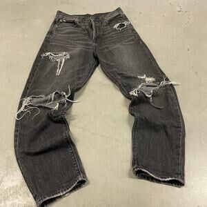 y2k black ripped american eagle baggy jeans 28x27